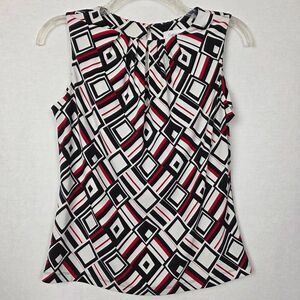 Calvin Klein PS Sleeveless Geo Print Top Red Black White